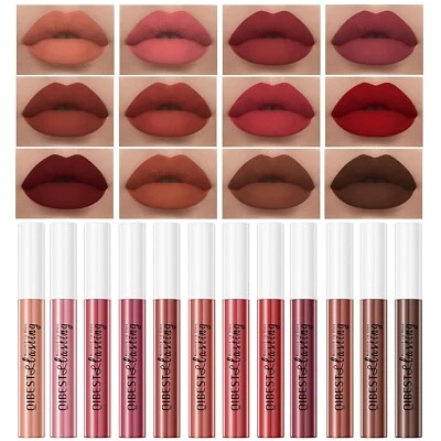 QiBest 12Pcs Velvet Matte Liquid Lipstick Makeup Sets for Women & Teens Gift, Wa - Image 1 of 4