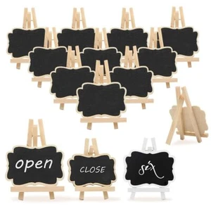 10pcs Wooden Mini Blackboard Memo Sign Message Chalk Board Stand Wedding Decor - Picture 1 of 16
