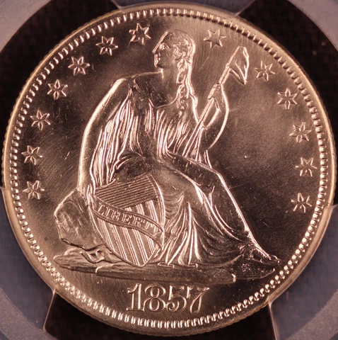 1857-O 50C Seated Liberty Half Dollar PCGS AU Details Surfaces Smoothed Cover