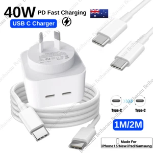 Dual Type C Charger PD 35W Adapter USB C To C Cable For iPhone 15 Plus 15Pro Max - Picture 1 of 16