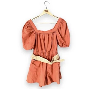 Ladies H&M Orange Belted Short Sleeved Summer Playsuit Size 8 - Picture 1 of 3