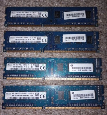 16GB (4 x 4GB) SK Hynix HMT451U6BFR8A-PB DDR3 DDR3 1600MHz PC3-12800 RAM - Image 1 of 4