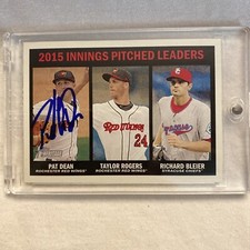 2016 Topps Heritage Minor League 2015 Innings Pitched Leaders Pat Dean Auto