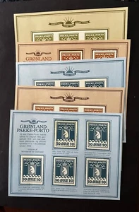 GREENLAND 1983 PAKKE PORTO 5 SHEETS STAMP ON STAMP OFFICIAL REPRINTS -S16387-1 - Picture 1 of 1