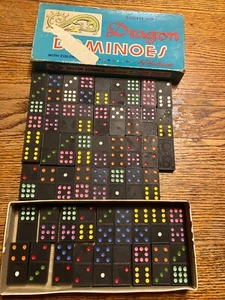VIntage Halsam Double Nine DRAGON DOMINOES 53 pieces SET NO 920-R  - Picture 1 of 4