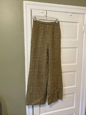 Vtg Pendleton wool lined pants brown tan black retro Wide leg Jr. Size 16 USA - Image 1 of 4