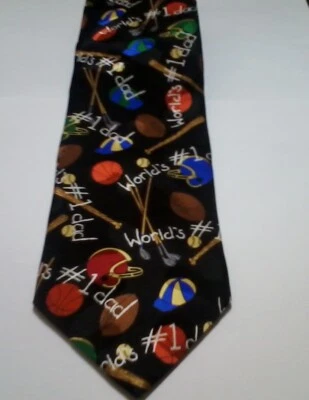 Corbata deportiva número mundial # 1 papá padre novedad Cambridge Classics 100 % seda Foto 1 de 4