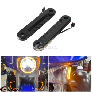 Luz LED de señalización de giro para horquilla empotrada DRL para Harley Electra Glide Touring Road King - Imagen 1 de 10