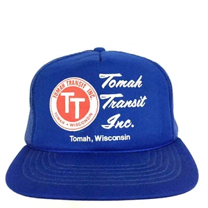 Vtg Tomah Transit Wisconsin Cap Logo Mesh Foam Snap Back Trucker Baseball Hat - Picture 1 of 12