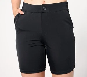 Denim & Co. Beach Regular Functional Button Cover Up Shorts Black L - Picture 1 of 2
