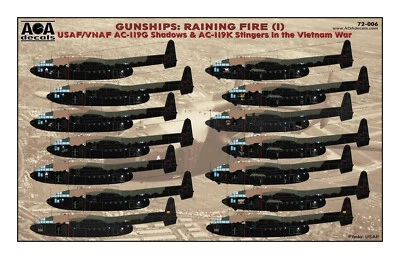 AOA decals 1/72 GUNSHIPS RAINING FIRE AC-119G & AC-119K Stingers in Vietnam War - Image 1 of 2