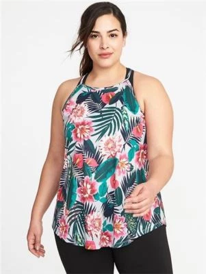 Old Navy Activewear Sport TOP M Pink Floral Go Dry High NECK Medium NWT - Image 1 of 4