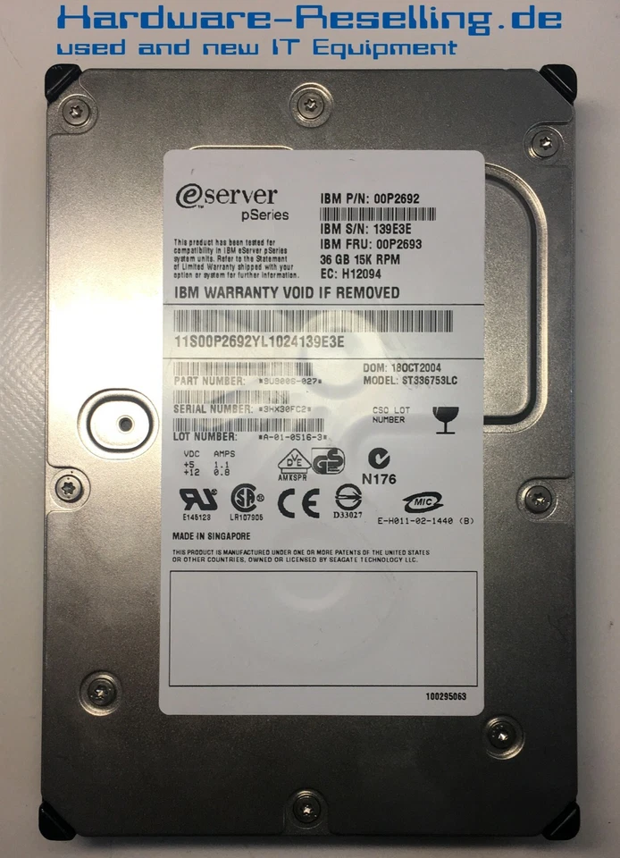 IBM 36GB 15k SCSI 8MB ST336753LC 00P2692 9U9006-027 3,5 " HDD - Immagine 1 di 1