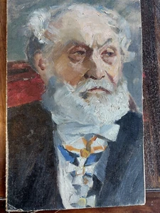 Gemälde Ölbild - bärtiger Mann mit Orden ( Pour le merit ? ) Maler Prof. Sommer - Bild 1 von 10