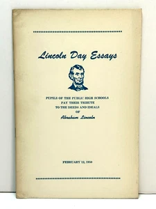 1950 LINCOLN DAY ESSAYS BOOKLET - TRIBUTE TO LINCOLN Edison Tech Graphic Arts - Bild 1 von 5