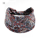 Women Boho Flower Print Wide Headband Vintage Knot Elastic Turban Headwrap  *
