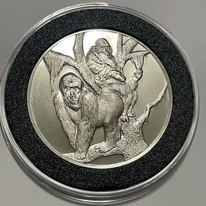 Afrikanische Gorillas Sterlingsilber seltene Vintage Proof Münze Sammler runde Medaille - Bild 1 von 14