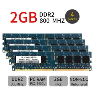 8GB Kit 4x 2GB 1GB DDR2 PC2-6400U 800MHz 240Pin Desktop RAM Blue DIMM Memory LOT - Picture 1 of 10