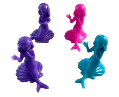 Lote de 4 adornos para pasteles de sirena, 2 púrpura 1 rosa 1 aguamarina de aproximadamente 1-1/2 pulgadas de alto Foto 1 de 4