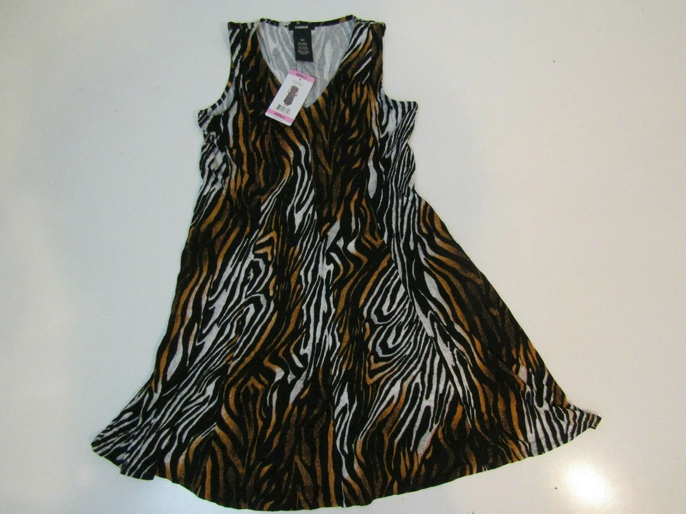 PREMISE Women's Zebra Dress Size Medium M Sleeveless V-Neck Stretchy Tank