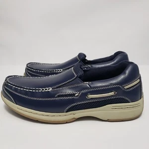 Dr Scholl's Mens Leather Boat Shoes Loafers Size 8D Slip-on Blue VGC - Picture 1 of 11