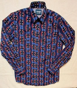 Wrangler Checotah Shirt Men's Medium Long Sleeve Western Aztec Pearl Snaps - Picture 1 of 10