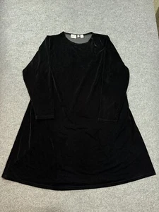 Vintage Jacqueline Ferrar Women's 20W Black Stretch Velvet A Line Dress Black - Picture 1 of 13