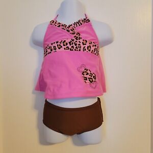 Toddler Two Piece Swimsuit  Sporting & Activewear 2T/ Pink Brown 