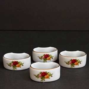Royal Albert 1962 Old Country Roses Porcelain Napkin Rings Set 4 Floral - Picture 1 of 7