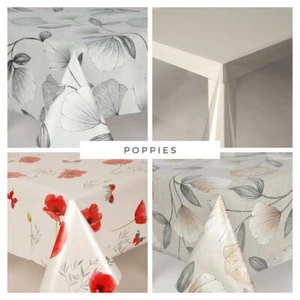 Traditional Poppies Floral PVC Vinyl Wipe Clean Tablecloth Waterproof Modern - Picture 1 of 6