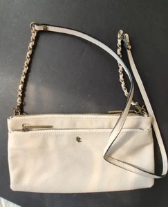Elliott Lucca elfenbeinfarbene Lederhandtasche Umhängetasche Messingbeschläge - Bild 1 von 17