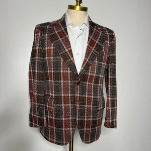 Chaqueta Blazer Años 70 Vintage Colección MGM Mervyn's Check 40S Cuadros Tweed - Imagen 1 de 9