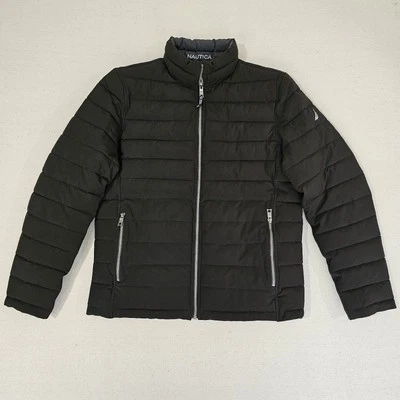 Chaqueta acolchada reversible náutica para hombre invierno grande, color negro/gris susurro Foto 1 de 4