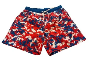 Patriotic Men's Swim Trunks Size M (32-34) Red White Blue Above The Knee NWT - Picture 1 of 6