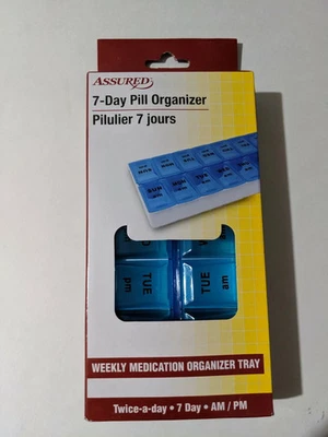 Синий органайзер для таблеток Assured 7 дней ам/мин еженедельный футляр для лекарств - Изображение 1 из 2