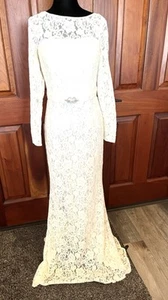 Mermaid Wedding Dress Long Sleeved All Lace Bridal Gowns Lily Sz 6 - Picture 1 of 17