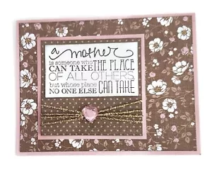 MOTHER Greeting Card - TAKE PLACE OF Pink Heart - Handmade A7 size with Envelope - Picture 1 of 2