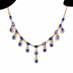 Silver Necklace Kyanite Genuine Natural Gems Solid Sterling 15 1/2 to 17 1/2 - Picture 1 of 24