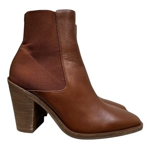 Rag & Bone Womens Ankle Boots Brown Leather Block Heel Sz EUR 39.5 Made In Italy - Picture 1 of 8