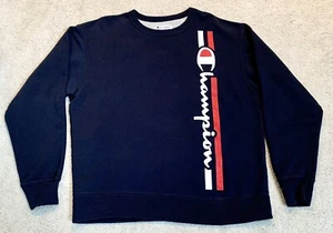 Champion Sweatshirt Vertical Spell-Out Herren Größe Large dunkelblau Rundhalsausschnitt - Bild 1 von 11