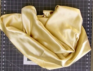 2+ yd x 60" Yellow Satin Fabric Pillow Decor Material Sewing Craft Plain Robe - Picture 1 of 3