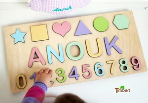 Steckpuzzle mit Namen Holz Geschenk zur Geburt 1. 2. 3. Geburtstag Holzpuzzle - Bild 1 von 11