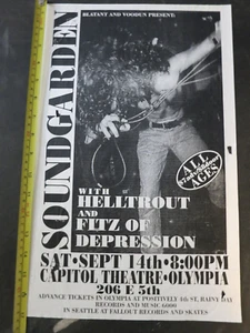 Soundgarden 1991 concert flyer 11x17 flyer Fitz Of Depression Chris Cornell Rare - Picture 1 of 4