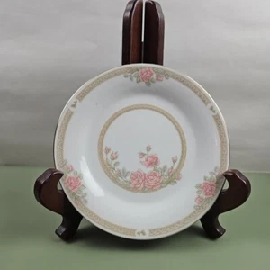 Piatto Insalata Vintage Crown Ming Fine China Christina 7 1/2" Oro Bianco Rose Rosa - Foto 1 di 6