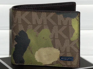 MICHAEL KORS Men's MK Camouflage Jet Set Camo Bifold Wallet Billfold RFID, NIB - Picture 1 of 18