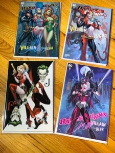 HARLEY QUINN"S VILLAIN OF THE YEAR #1 J. SCOTT CAMPBELL 4 COMIC SET SIGNED - Picture 1 of 12