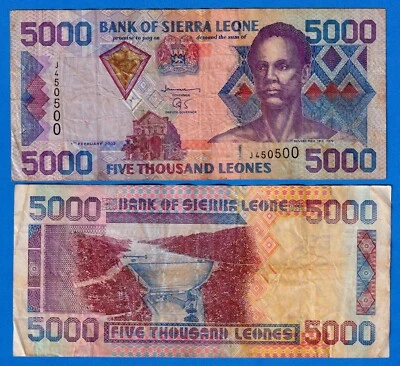 Sierra Leone 5000 Leones 2002 P-27a Well Circulated Note (First Year of design) - Image 1 of 3
