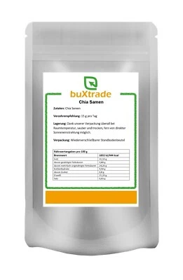 BUXTRADE 500g | Chia Samen | Glutenfrei | Salvia Hispanica | Proteine Superfood