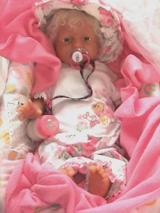 Beautiful Anatomically correct open mouth solid silicone baby doll. Head of hair - Picture 1 of 5