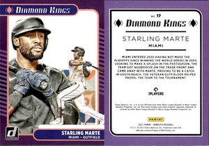2021 Donruss Diamond Kings Starling Marte #17 Miami Marlins - Picture 1 of 3